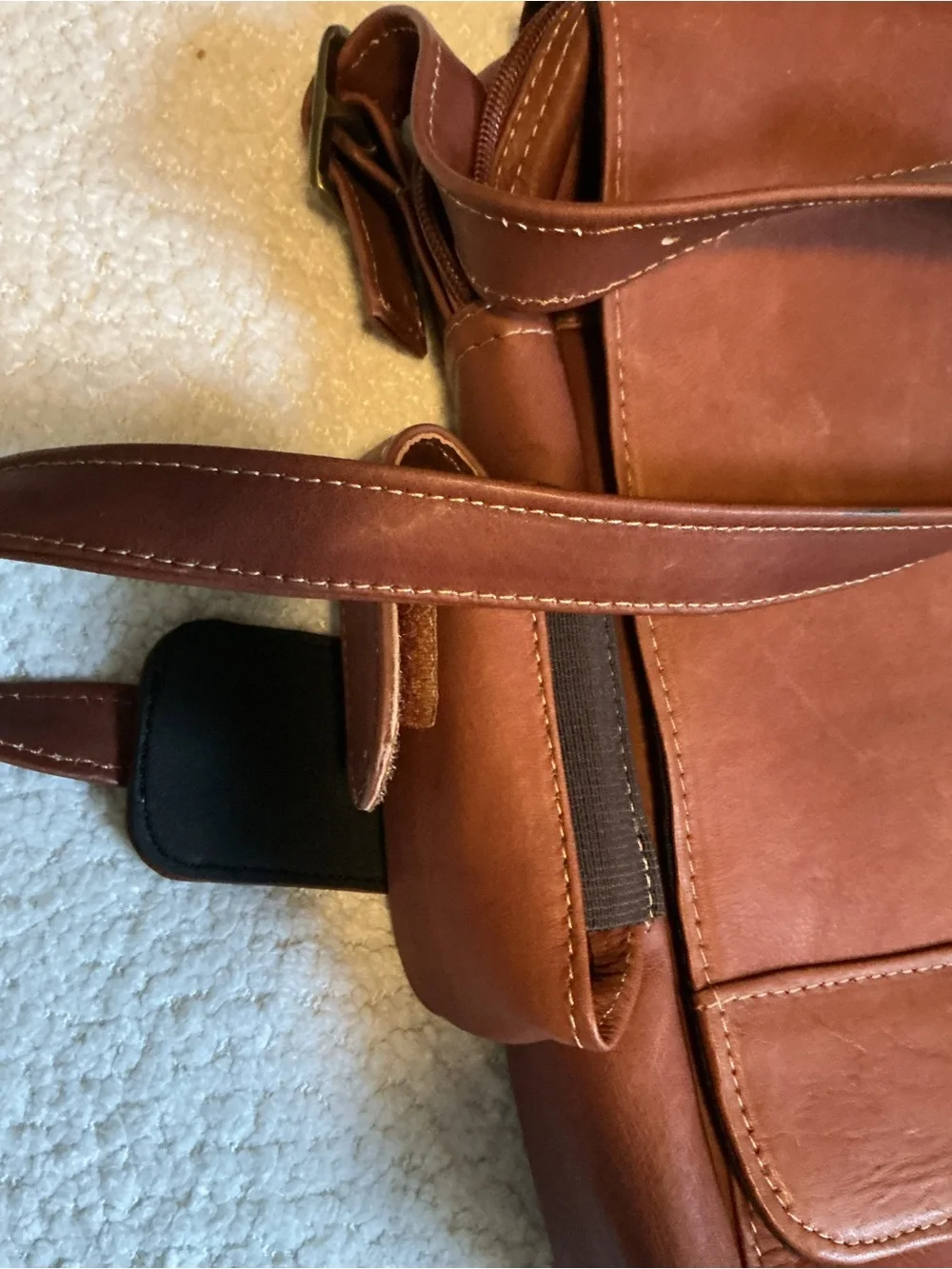 NBA Tan Leather Laptop Messenger Bag for Men 100% Leather